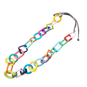 Mid century style tagua long beach rainbow chained beach core necklace by Allie